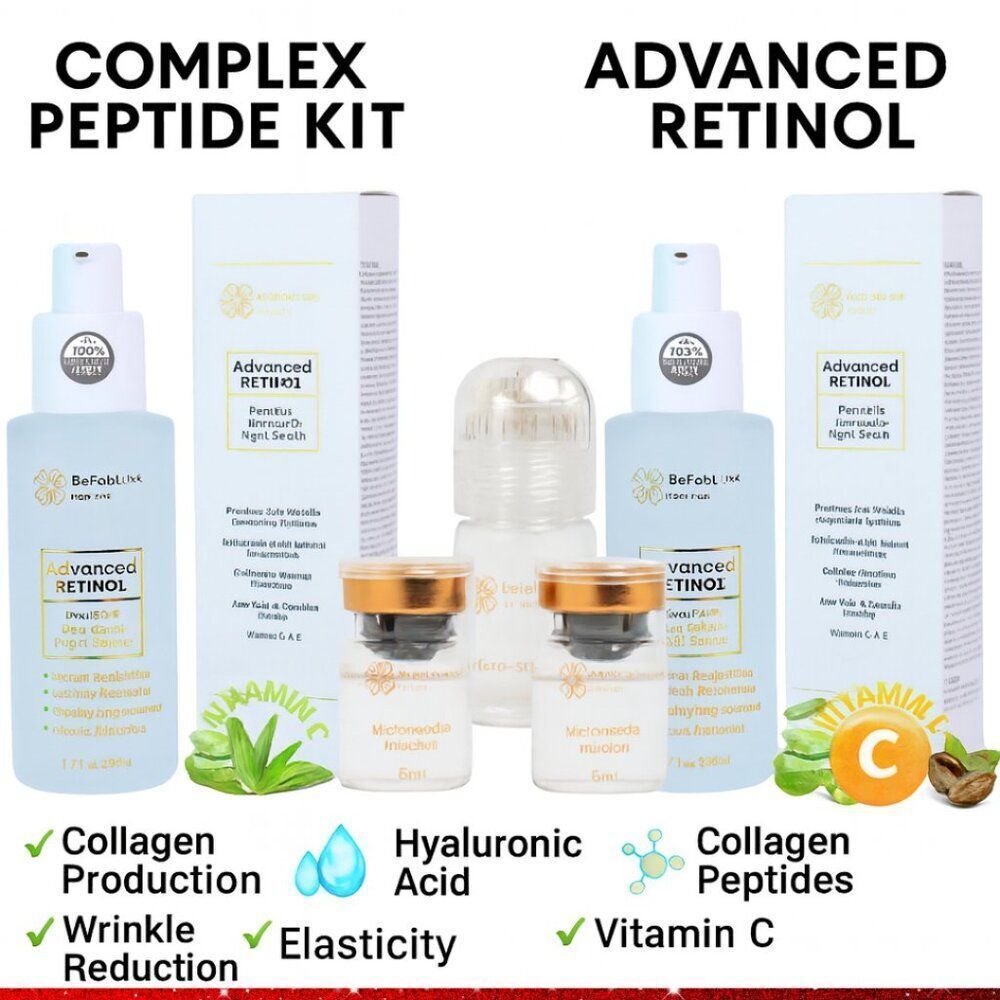 BeFabLuxx Skincare Bundle Eye Mask + Retinol + Peptide Micro-Infusion Glass Skin